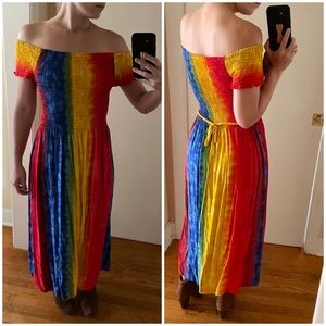 Tie Dyed Rainbow Off-the-Shoulder Dress - Pride 🏳️‍🌈